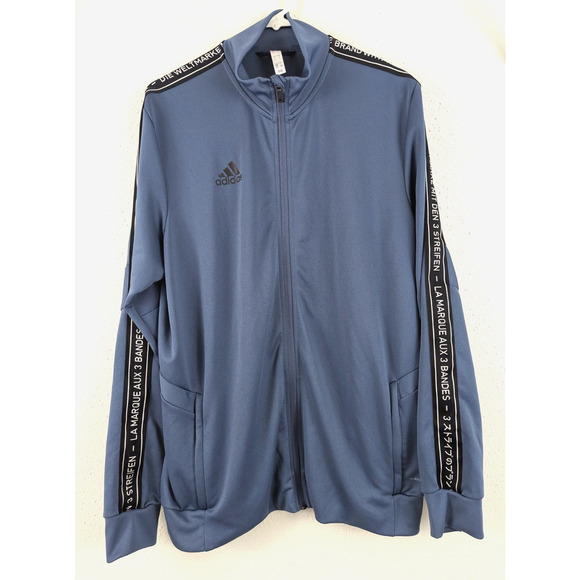 Adidas sz L Full Zip Track Jacket La Marque Aux 3 Bandes 3 stripes blue 2209 - Picture 1 of 6
